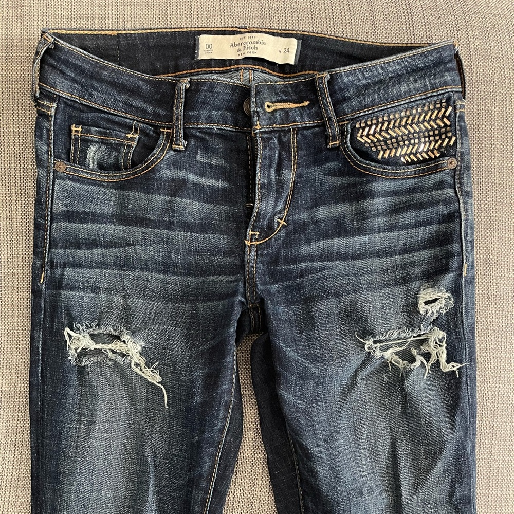 A&F jewel detailed distressed skinny jeans
